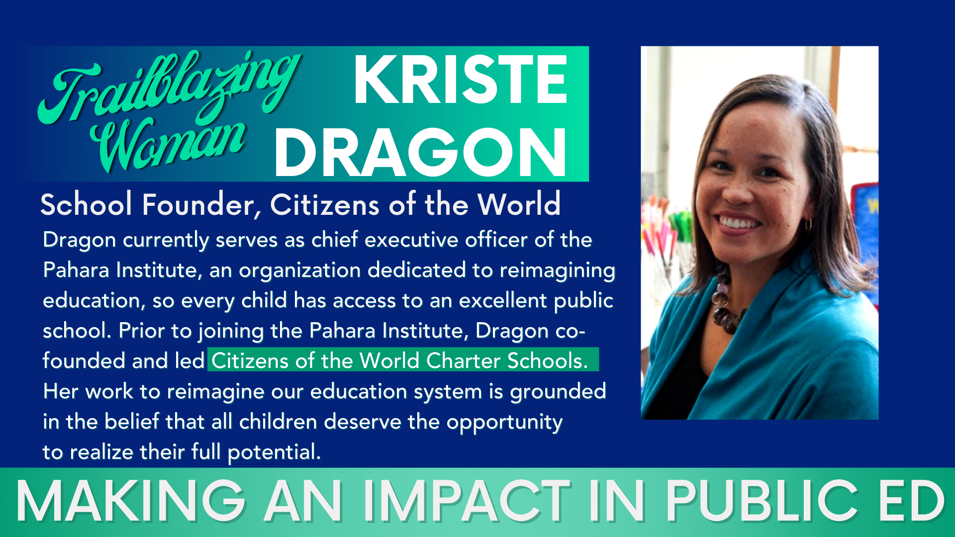 Portrait of Kristie Dragon Trailblazing Woman 